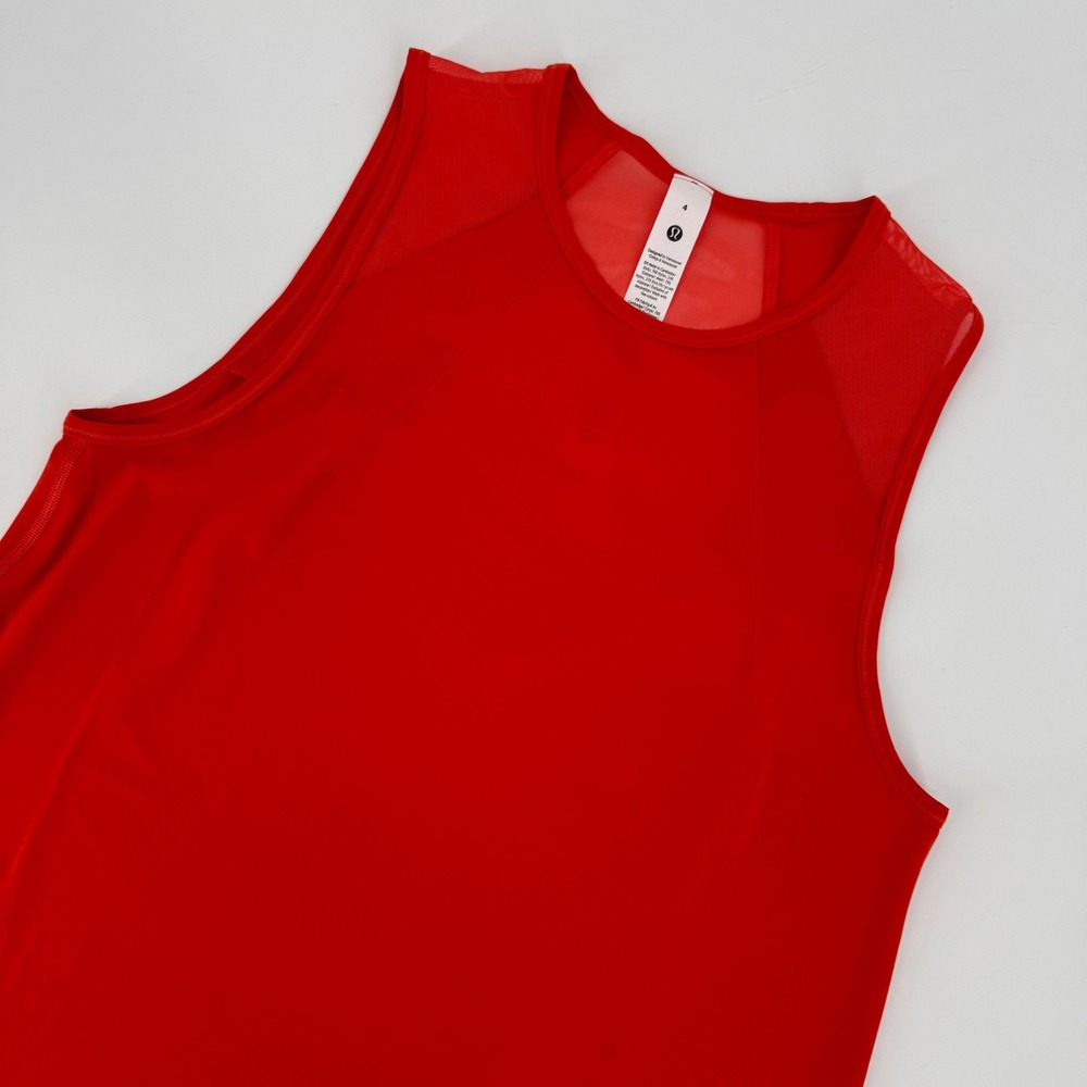 Lululemon Sculpt Tank Top Cherry Ember Red Mesh Venti Workout Gym Shirt Size 4